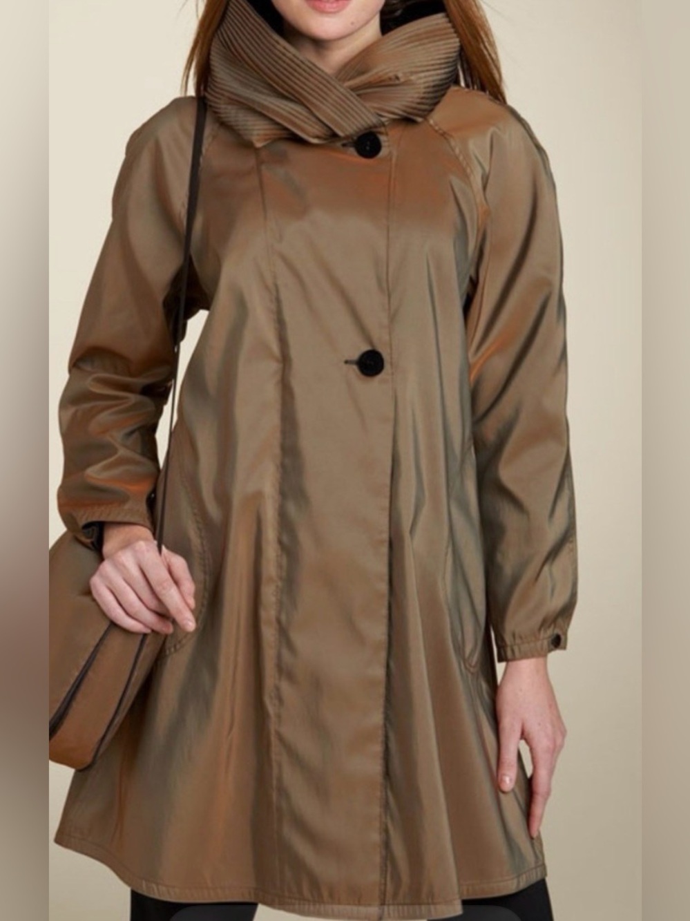 Mycra Pac Bronze & Black Hood Reversible Donatella Rain Jacket Sz 0-P Ptp 22”